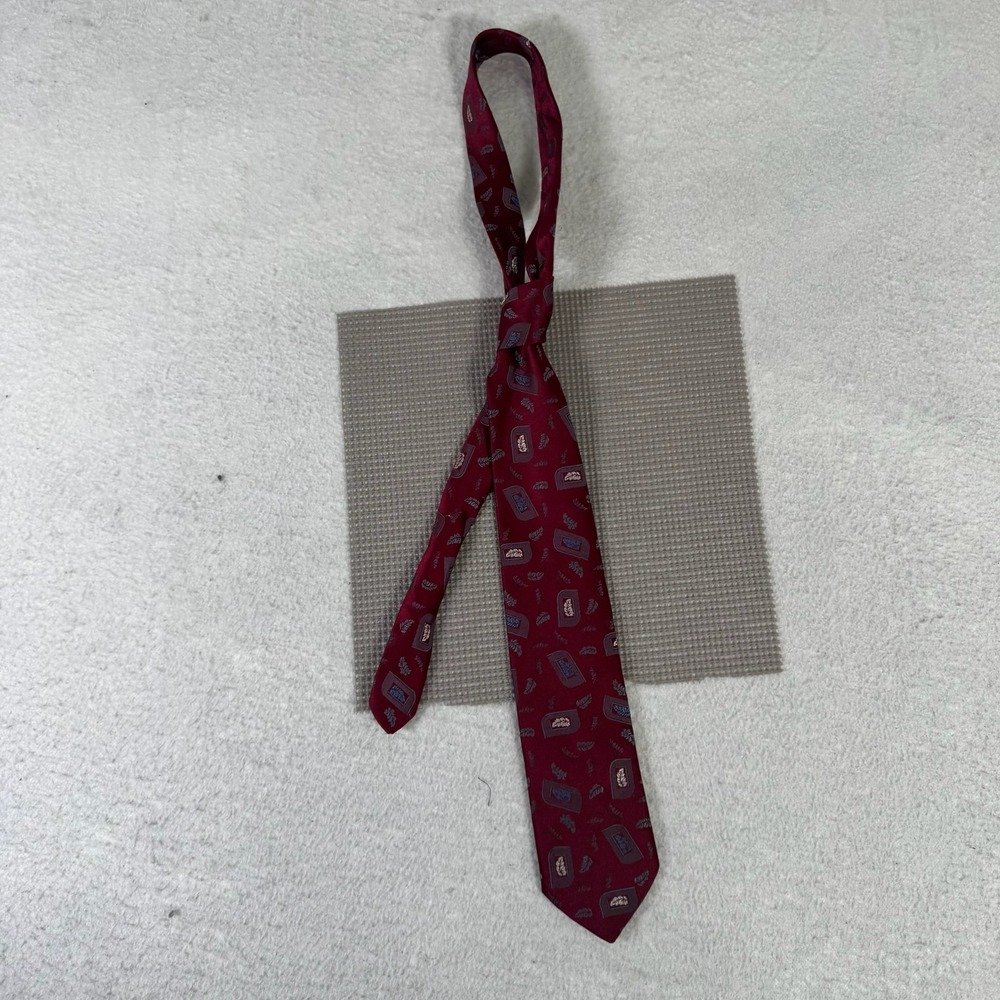 American Edition Necktie Mens OS Burgundy Good Leaf Geometric Made in USA